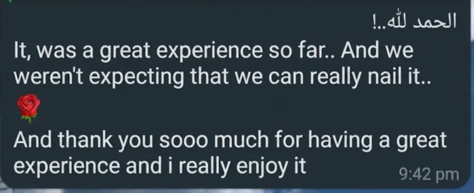 WhatsApp review from a previous Evolution intern